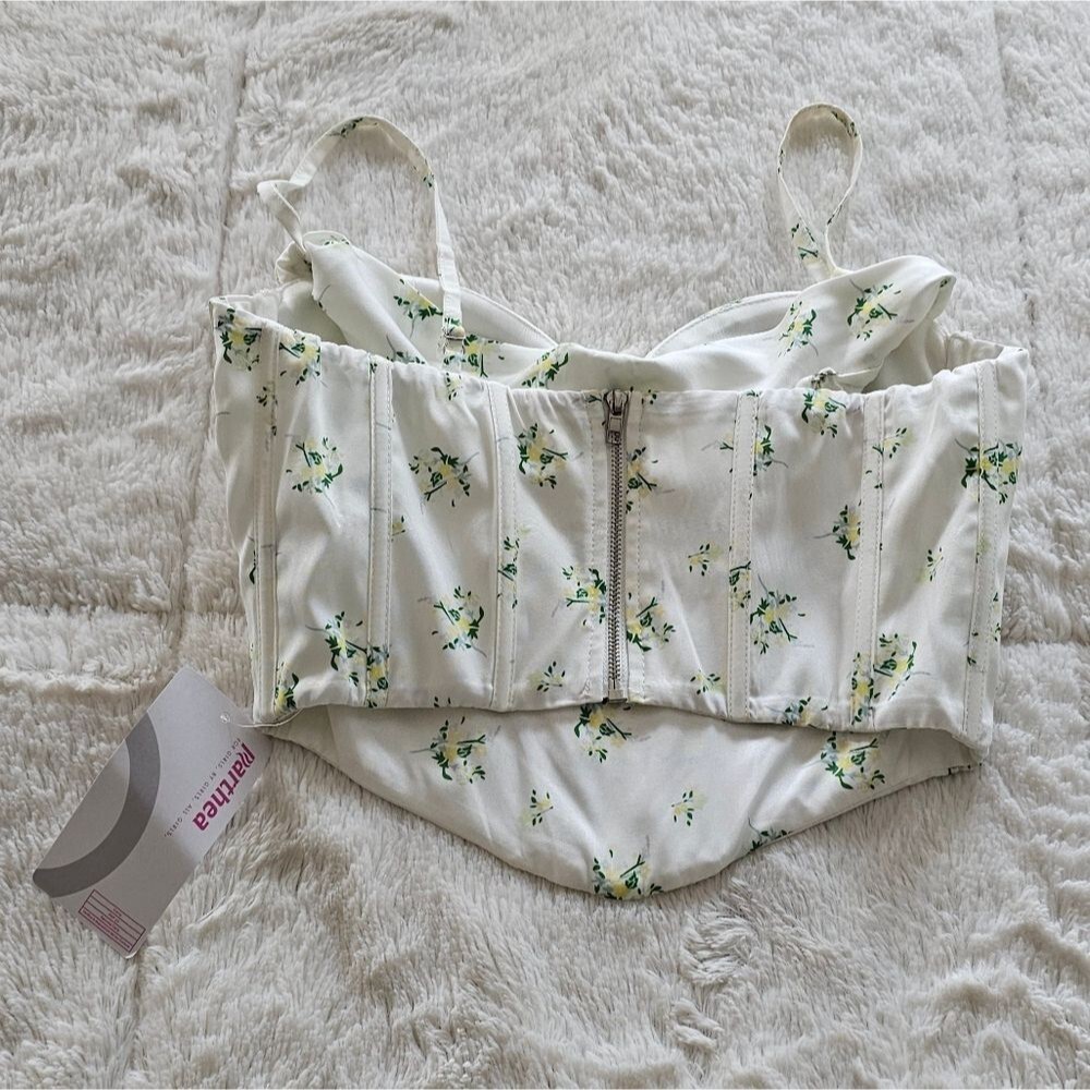NEW Floral White Bustier Top Size XS - Picture 3 of 4